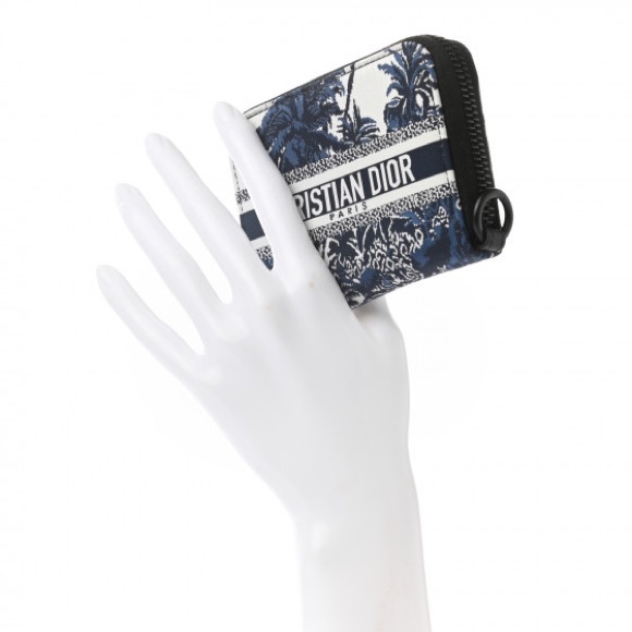 Christian Dior Technical Fabric Toile De Jouy Detachable Card Holder Wallet Blue - Picture 2 of 9